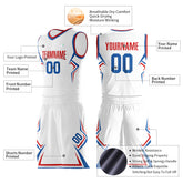 Custom White Basketball Uniform Print Name Number Athletic V Neck Mesh Jersey Design Your Own